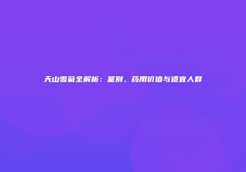 天山雪菊全解析：鉴别、药用价值与适宜人群