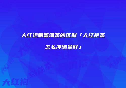 大红袍喝普洱茶的区别「大红袍茶怎么冲泡最好」