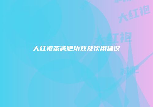 大红袍茶减肥功效及饮用建议