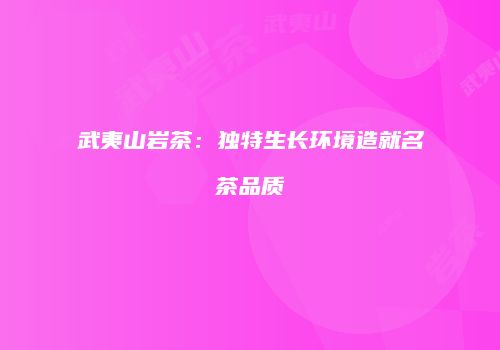 武夷山岩茶：独特生长环境造就名茶品质