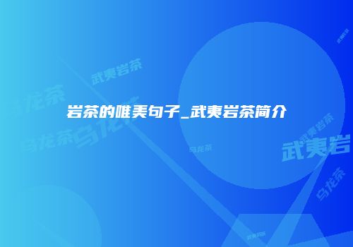 岩茶的唯美句子_武夷岩茶简介