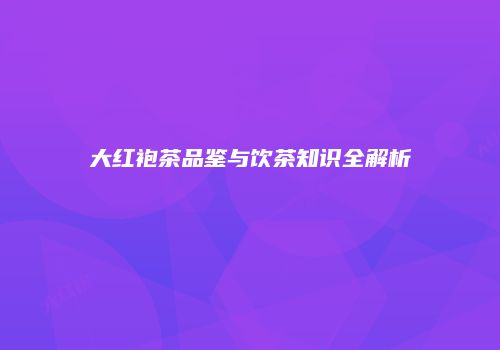 大红袍茶品鉴与饮茶知识全解析