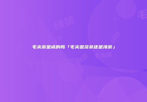 毛尖茶是咸的吗「毛尖是淡茶还是浓茶」