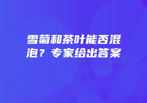雪菊和茶叶能否混泡？专家给出答案