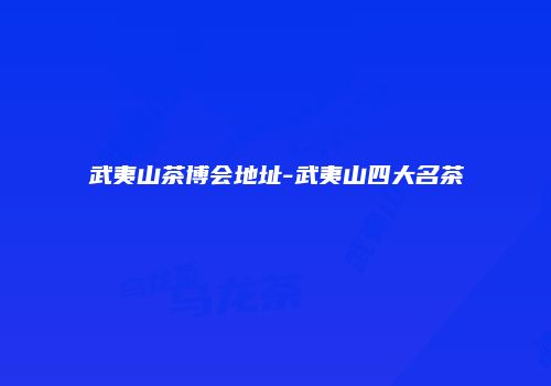 武夷山茶博会地址-武夷山四大名茶