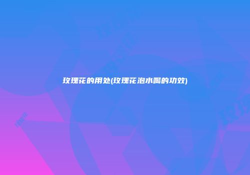 玫瑰花的用处(玫瑰花泡水喝的功效)