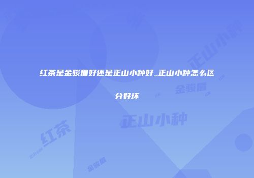 红茶是金骏眉好还是正山小种好_正山小种怎么区分好坏