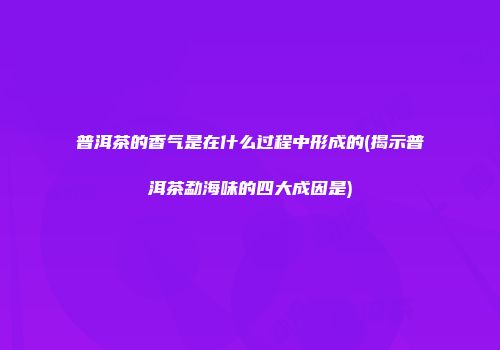普洱茶的香气是在什么过程中形成的(揭示普洱茶勐海味的四大成因是)