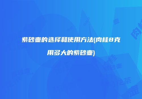 紫砂壶的选择和使用方法(肉桂8克用多大的紫砂壶)