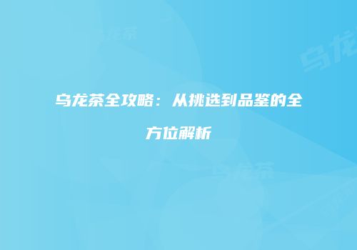 乌龙茶全攻略：从挑选到品鉴的全方位解析