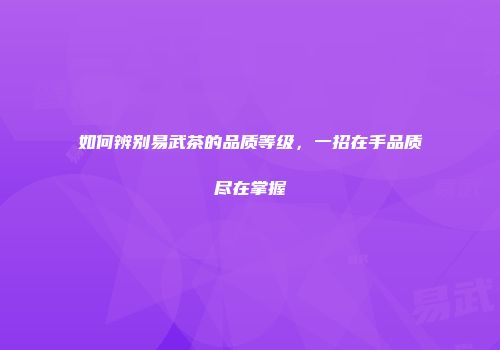如何辨别易武茶的品质等级，一招在手品质尽在掌握