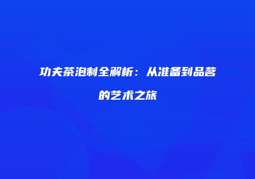 功夫茶泡制全解析：从准备到品茗的艺术之旅