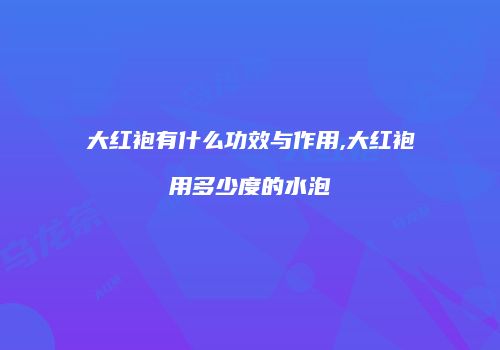 大红袍有什么功效与作用,大红袍用多少度的水泡