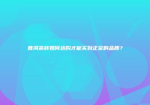普洱茶砖如何选购才能买到正宗的品质？