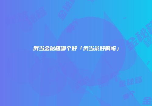 武当金秘籍哪个好「武当茶好喝吗」