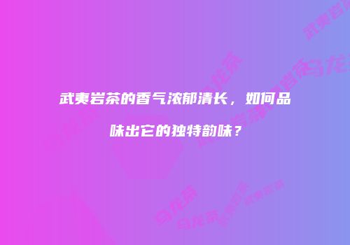 武夷岩茶的香气浓郁清长，如何品味出它的独特韵味？