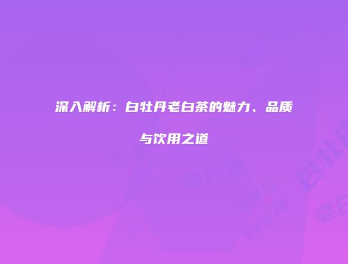 深入解析：白牡丹老白茶的魅力、品质与饮用之道