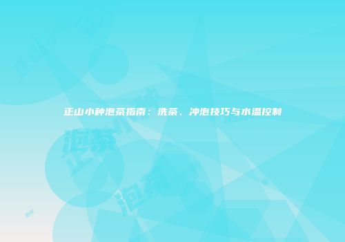 正山小种泡茶指南：洗茶、冲泡技巧与水温控制