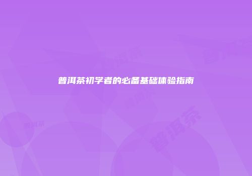普洱茶初学者的必备基础体验指南