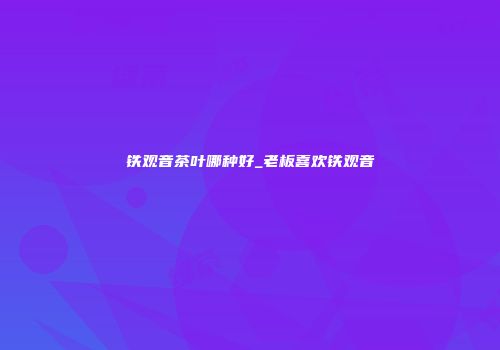 铁观音茶叶哪种好_老板喜欢铁观音