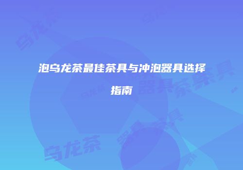 泡乌龙茶最佳茶具与冲泡器具选择指南