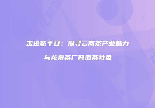走进新平县：探寻云南茶产业魅力与龙泉茶厂普洱茶特色