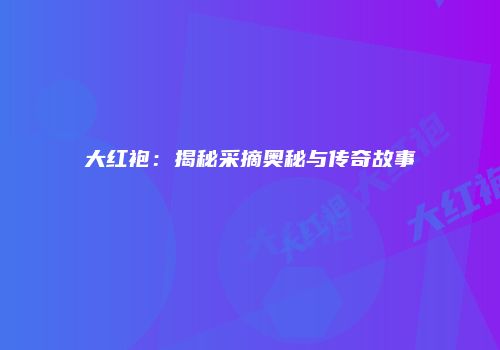 大红袍：揭秘采摘奥秘与传奇故事