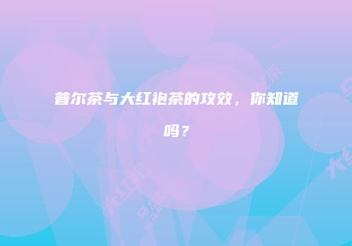 普尔茶与大红袍茶的攻效，你知道吗？