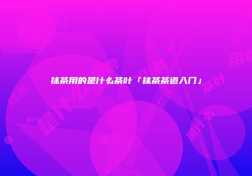 抹茶用的是什么茶叶「抹茶茶道入门」