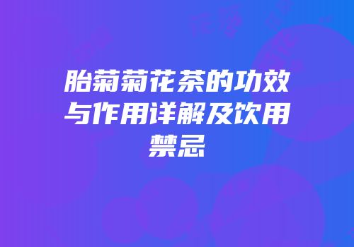 胎菊菊花茶的功效与作用详解及饮用禁忌