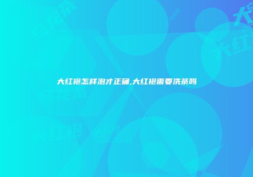 大红袍怎样泡才正确,大红袍需要洗茶吗