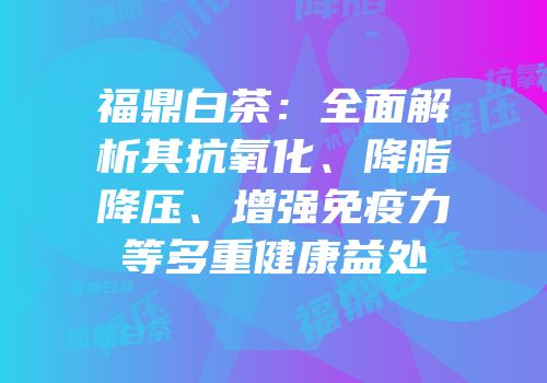 福鼎白茶：全面解析其抗氧化、降脂降压、增强免疫力等多重健康益处