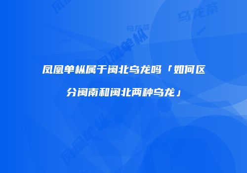 凤凰单枞属于闽北乌龙吗「如何区分闽南和闽北两种乌龙」