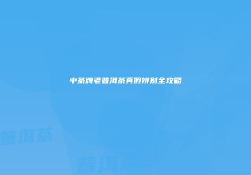 中茶牌老普洱茶真假辨别全攻略