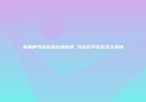 美丽的芍药花的心情说说_芍药花开花后多久浇水