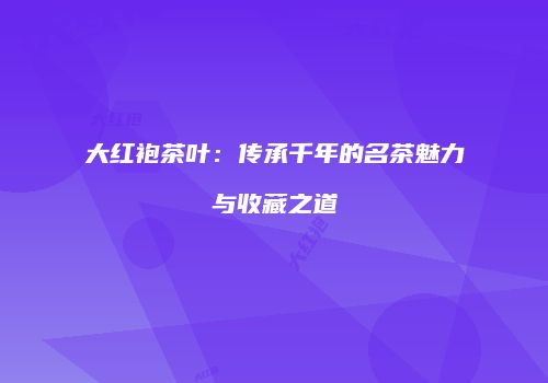 大红袍茶叶：传承千年的名茶魅力与收藏之道