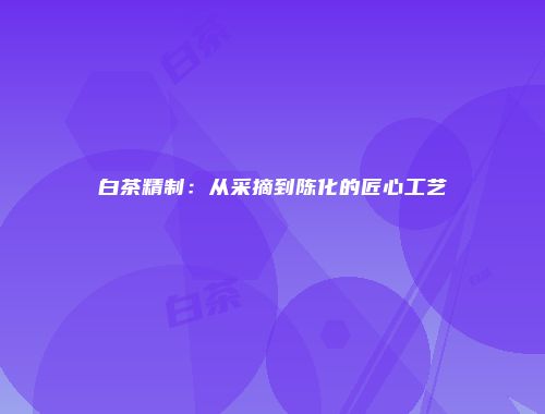 白茶精制：从采摘到陈化的匠心工艺