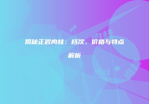 揭秘正岩肉桂：档次、价格与特点解析