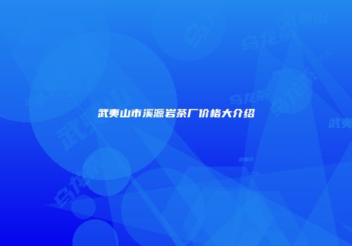 武夷山市溪源岩茶厂价格大介绍