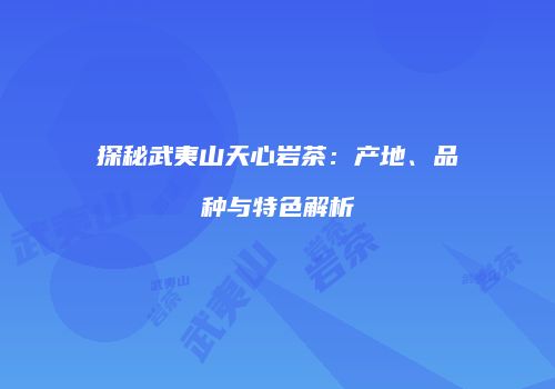 探秘武夷山天心岩茶：产地、品种与特色解析