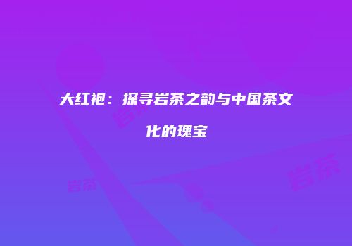 大红袍：探寻岩茶之韵与中国茶文化的瑰宝