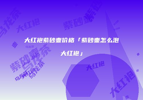大红袍紫砂壶价格「紫砂壶怎么泡大红袍」