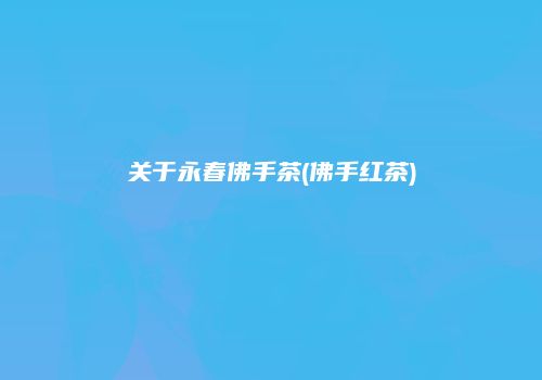 关于永春佛手茶(佛手红茶)