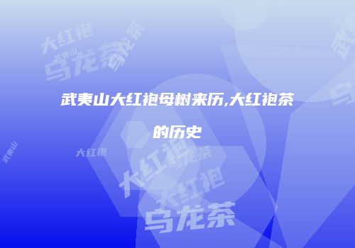 武夷山大红袍母树来历,大红袍茶的历史