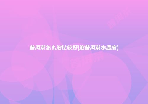 普洱茶怎么泡比较好(泡普洱茶水温度)