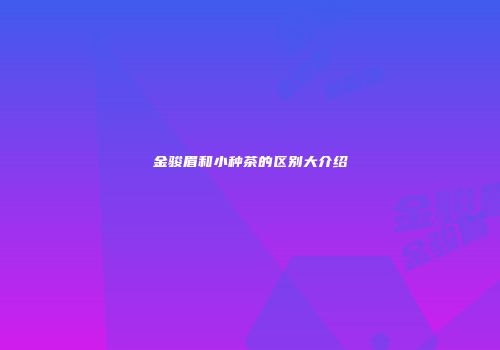 金骏眉和小种茶的区别大介绍