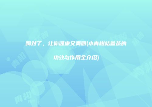 喝对了，让你健康又美丽(小青柑桔普茶的功效与作用全介绍)