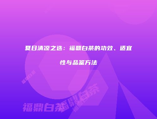 夏日清凉之选：福鼎白茶的功效、适宜性与品鉴方法