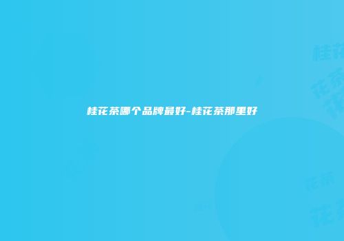 桂花茶哪个品牌最好-桂花茶那里好