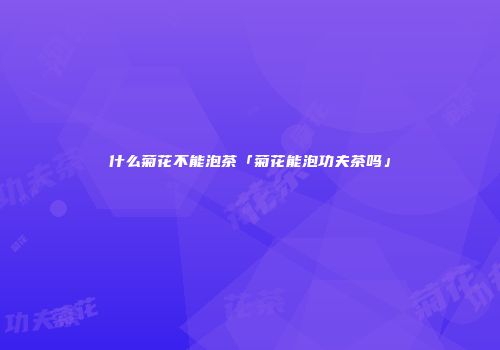 什么菊花不能泡茶「菊花能泡功夫茶吗」